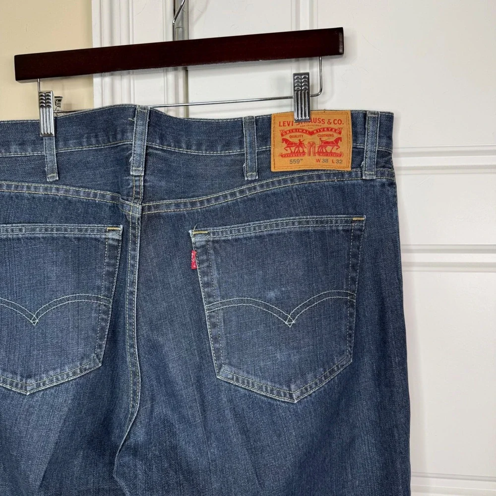 Levi's 559 Relaxed Straight Jeans Mens 38/32 (39.5/31) Dark Wash Denim Cotton
